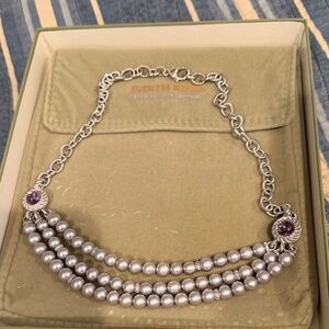 Judith Ripka Silver Necklace with Purple Accents